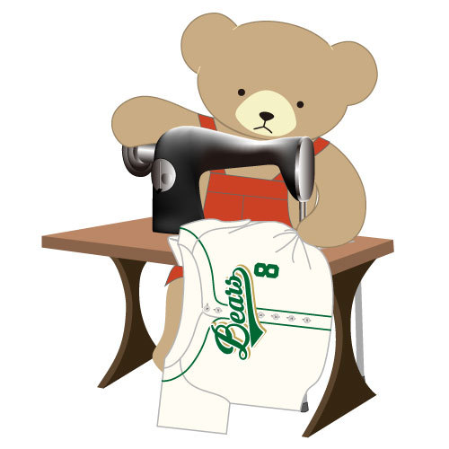 縫製中のクマさん